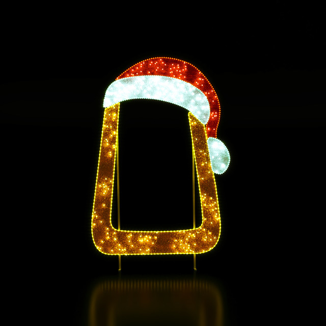 ACA Lighting LED SANTA HAT PHOTO FRAME FLOOR MOTIF 1000 WW STEADY LED 38m ROPE LIGHTS 1,5m CABLE IP65 2770x 2000x50mm — XSANTAHATFRAME