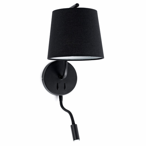 Faro Barcelona BERNI Black wall lamp with reading light — manufacturer representative image