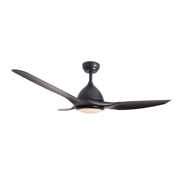 ACA Lighting DECORATIVE CEILING FAN WITH DIMMABLE LED DIAM132CM DC40W 3 BLACK ABS BLADES WITH REMOTE CONTROL 2 BLACK DOWNRODS 15&25CM — FANKVBL10G