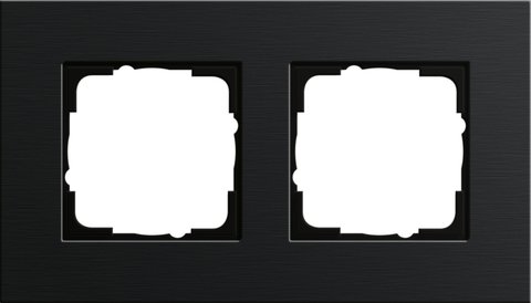 Gira Esprit cover frame aluminium black (anodised) — 2-gang — 7212126
