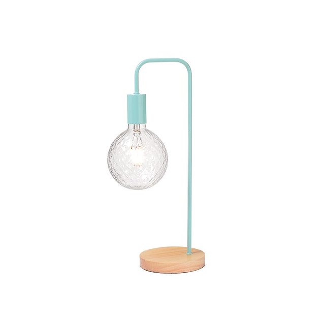 ACA Lighting NETTO TABLE LAMP 1ΧΕ27 MINT METALLIC WITH WOOD Φ18XH48cm NAXOS — KS1755TMW