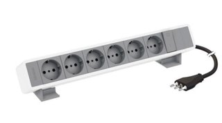 BTicino Desktop multi-outlet extensions equipped with MatixGO power sockets and two-pole switch - 12 modules - Color: grey — 1508664WG