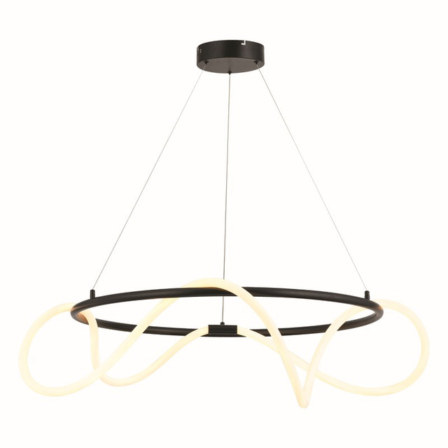 ACA Lighting PENDANT LAMP LED 60W 3000K 3400LM WAVE BLACK METAL IP20 D80XH230CM — ZM36LEDP80BK