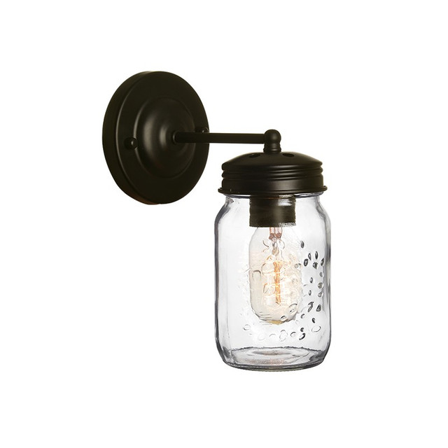 ACA Lighting NETTO WALL LUMINAIR 1ΧΕ27 METAL BLACK+GLASS Φ10Χ18Χ22CM BERY — EG166601W