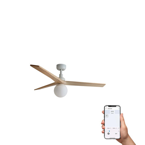 Faro Barcelona KLIM M Ceiling fan white/pine E27 TUYA — manufacturer representative image