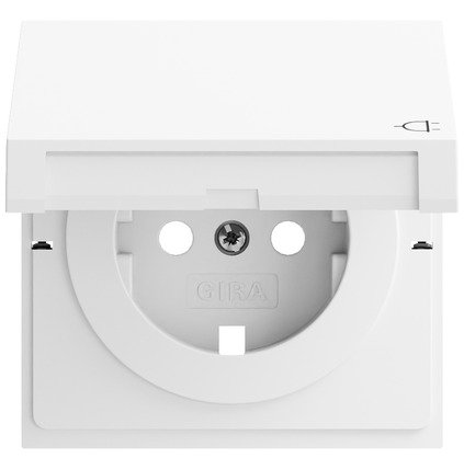 Gira Cover for SCHUKO socket outlet 16 A 250 V~ with hinged cover pure white matt (lacquered) System 70 — 492272