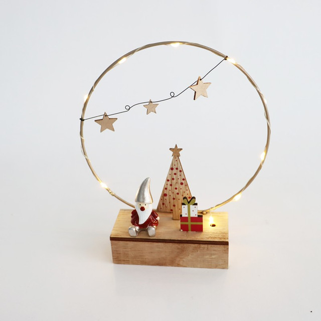 ACA Lighting "WOODEN DECOR", 10 LED, BATTERIES (2xAA), WW,IP20, 17.2x5x20cm — X07101171