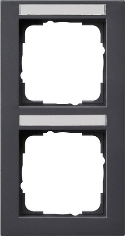 Gira E2 cover frame with inscription space anthracite anthracite — 110223