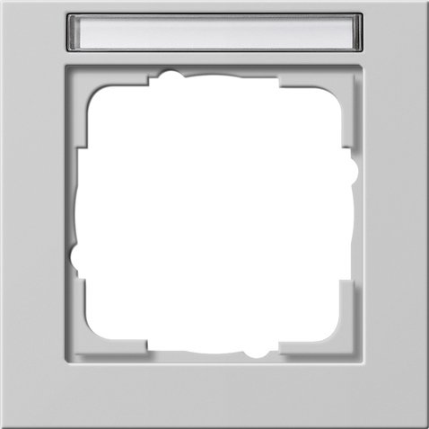 Gira E2 cover frame with inscription space grey matt grey matt (lacquered) — 109137