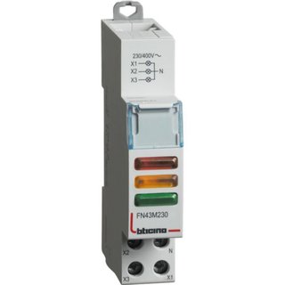 BTicino Pilot Light with red, yellow and green LED 230-400Vac - 1 module — FN43M230