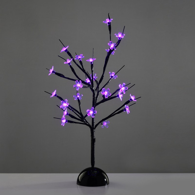 ACA Lighting "TABLE TREE", 25 LED MOTIF LIGHTS WITH BATTERY (3xAA), PURPLE, IP20 10x10x45cm — X1025811