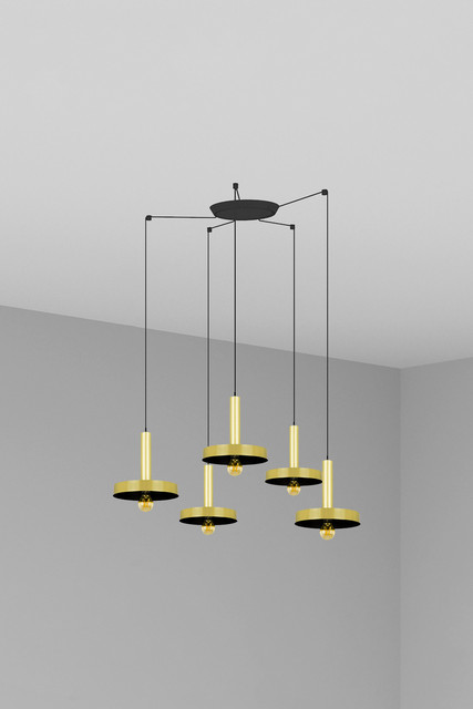 Faro Barcelona WHIZZ 5L Golden/black pendant lamp — 20161-5L