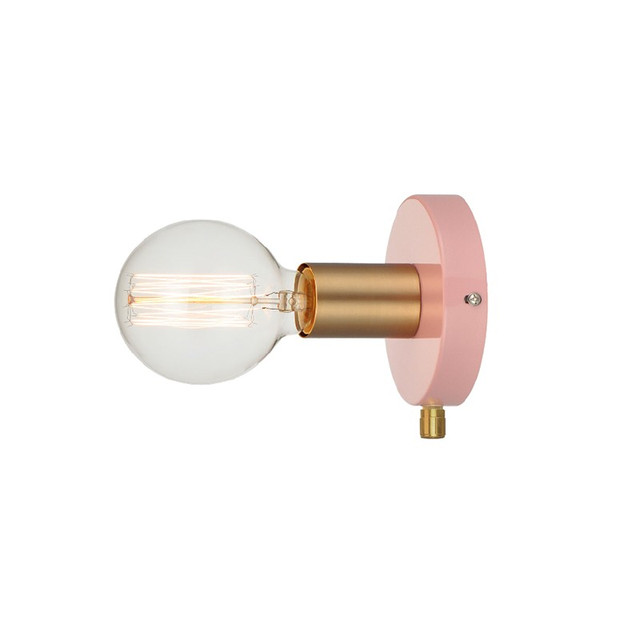 ACA Lighting NETTO WALL MOUNTED 1XE27 METAL PINK + BRASS Φ12CM JOY — V36382PB