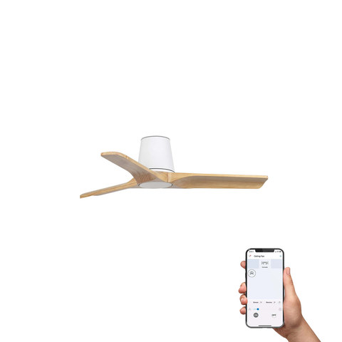 Faro Barcelona HEYWOOD TUB S White/pine fan TUYA — manufacturer representative image