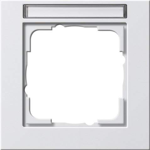 Gira E2 cover frame with inscription space pure white glossy pure white glossy — 109129