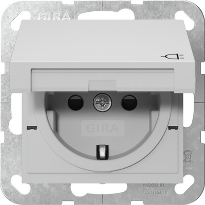 Gira SCHUKO socket outlet 16 A 250 V~ with hinged cover and increased contact protection (Safety Plus) grey matt (laquered) System 55 — 4414015
