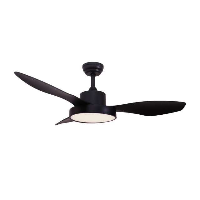 ACA Lighting CEILING FAN WITH LIGHT DIM MAT BLACK 3 BLADES ABS REMOTE CONTROL TIMER LED 22W 40W — FANRX48013B