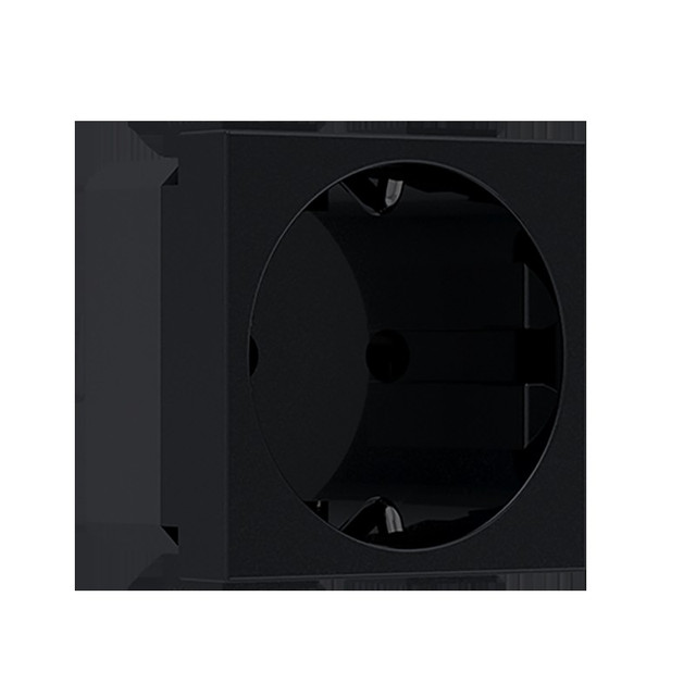 ACA Lighting MODYS SCHUKO SOCKET WITH SHUTTERS MATT BLACK 2 M. 2P+E 16A 250VAC IP20 — 10101312310 — manufacturer representative image