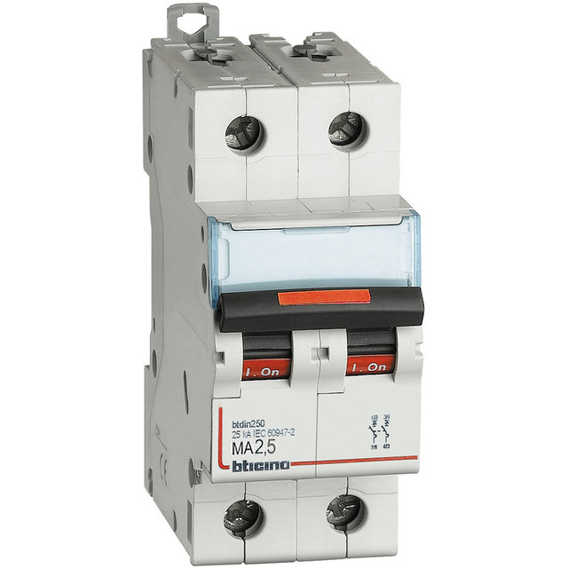 BTicino BTDIN250 - magnetic only 2P - curve 12-14In - In= 2.5A - Im= 32A - Icu= 25kA — FV82SM32
