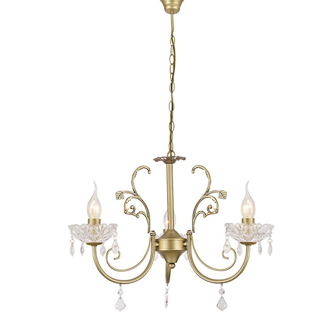 ACA Lighting PENDANT 3XE14 METAL GOLD BRONZE+CRYSTAL Φ56ΧΗ96CM FABERGE — DLA12153P