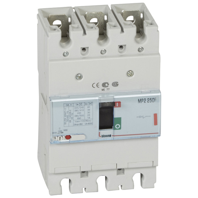BTicino MP2 250F - Mccb 3P for motor protection - In= 250A - Icu= 36kA - Ii= 1800-2500A — T7MP23F250
