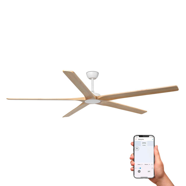 Faro Barcelona BIGWOOD XL White/pine fan TUYA — 34191WT