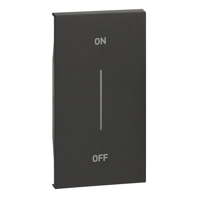 BTicino Lightable cover, 2 modules - ON/OFF symbol. For devices item K4672M2L and item K4652M2. Black. — KG01MH2AG
