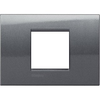 BTicino Square cover plate 2 modules centred - steel — LNA4819AC