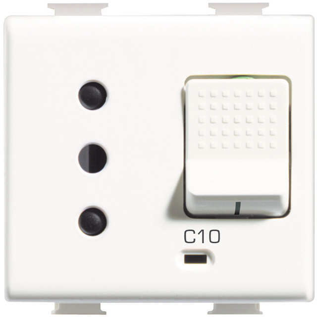 BTicino Socket Sicura with thermal magnetic circuit breaker — AM5114