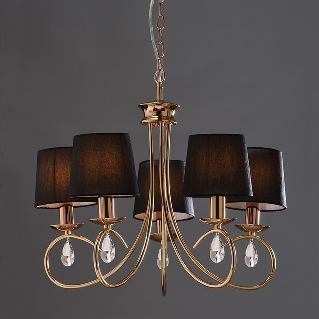 ACA Lighting PENDANT 5ΧE14 METAL BRONCE+CRYSTAL Φ54ΧΗ120CM BASILICO — TNK81490CG5P