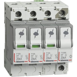 BTicino SPD - 3P+N - Type T2 - Imax=20kA - Up=1.2kV - Uc=320Vac - 4 modules — F10AC4