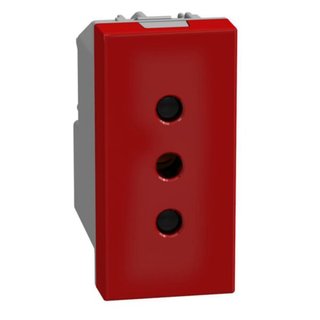 BTicino Italian standard P11 socket 2P+E 10 A 250 V - 1 module - red — Y4113R
