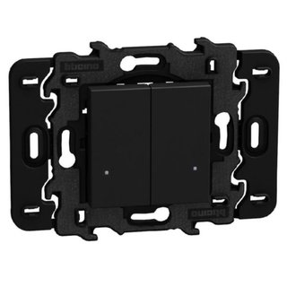 BTicino Double wireless Light switch. 3V battery power supply - 2 modules - dark — YD4003DCW