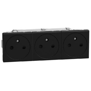BTicino French standard socket 2 P+E 16 A 250 V - flat - automatic clamps - duplex 6 modules - stone — YD4142M3AF