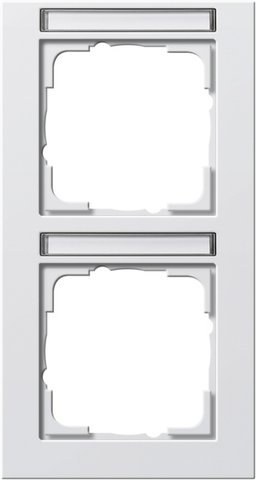 Gira E2 cover frame with inscription space pure white glossy pure white glossy — 110229