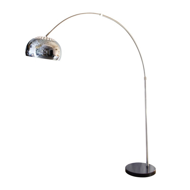 ACA Lighting FLOOR LUMINAIRE BLACK MARBLE & CHROME SHADE 1 X E27 MATILDA — MF7026R1B