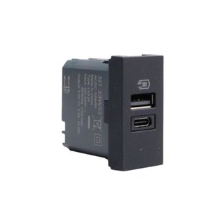BTicino Double USB charger - Type-A + Type-C - 5 V= - 3 A - 15 W — JB4191AC