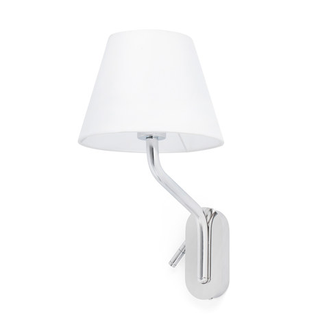 Faro Barcelona ETERNA Right chrome/white wall lamp with reading light — manufacturer representative image