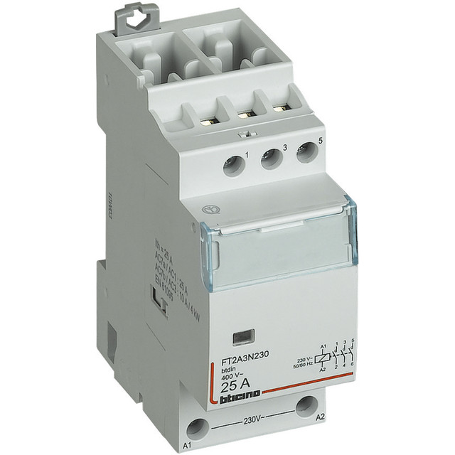 BTicino Contactor In=10/25A - Vn=230Vac - 3 NO - 2 modules — FT2A3N230