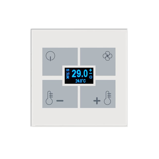 Blumotix Glass Button cover — KNX Glass Thermostat square white — BX-F-QWT