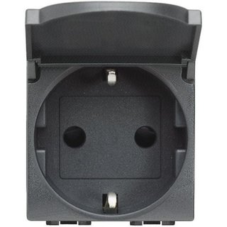 BTicino Socket 2P+T 16A 250 Vac with earth lateral contacts - german standard - with cover — L4141PW