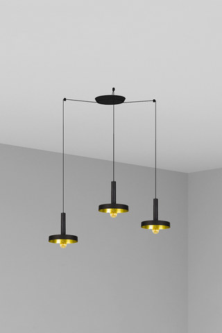 Faro Barcelona WHIZZ 3L Black/golden pendant lamp — manufacturer representative image