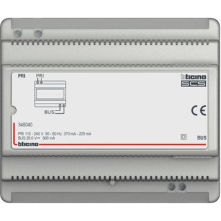 BTicino 6 DIN power supply for 2-wires audio system — 346040