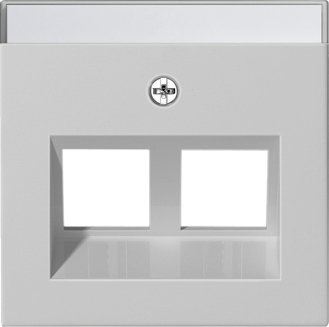 Gira Cover with 30° angled socket outlet and inscription space for support ring Modular Jack, 2-gang grey matt (laquered) — 2640015