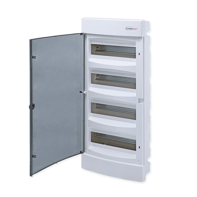 ACA Lighting FLUSH MOUNTING ENCLOSURE 48 MODULES TRANSPARENT DOOR 4 ROWS IP40 — 282U48C