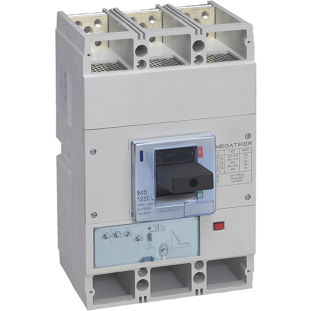 BTicino M5 1600L - electronic Mccb (Li) 3P - In=1250A - Icu=100kA — T753L1250EB