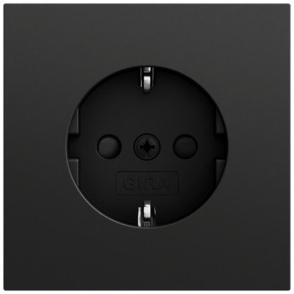 Gira SCHUKO socket outlet 16 A 250 V~ with increased contact protection (Safety Plus) black matt (lacquered) Screw terminals — 418374