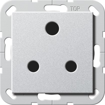 Gira British Standard socket outlet (BS 546) Round Pin 15 A 250 V~ with shutter colour aluminium System 55 — 277426