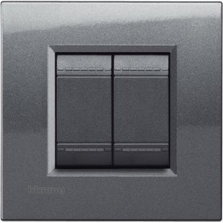 BTicino Square cover plate 2 modules - steel — LNA4802AC