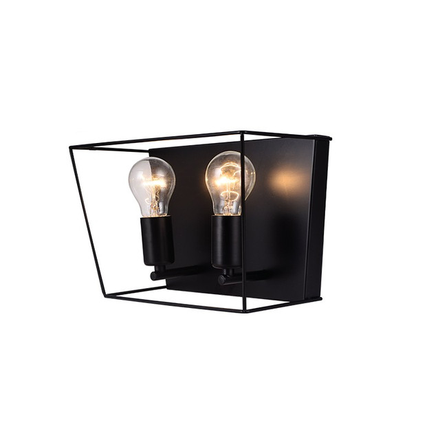 ACA Lighting NETTO WALL MOUNTED 2ΧΕ27 METAL BLACK ASSYMETRIC 30Χ15,5ΧΗ20CM PISSARO — OD61022WB